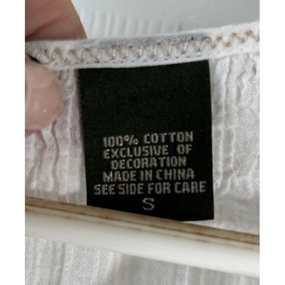 Eddie Bauer Woman White Gauzy Cotton Tunic Top Boho Western Hippie Festival S - Picture 5 of 11